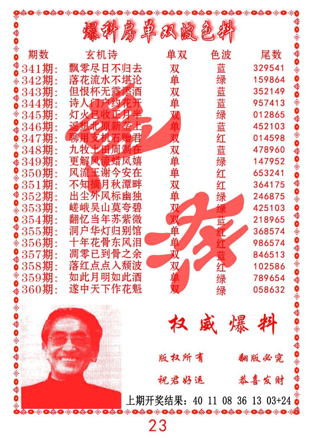 357期爆料房单双波色料[图]