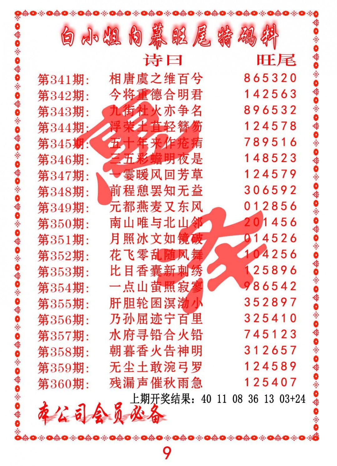 357期内幕旺尾特码料[图]