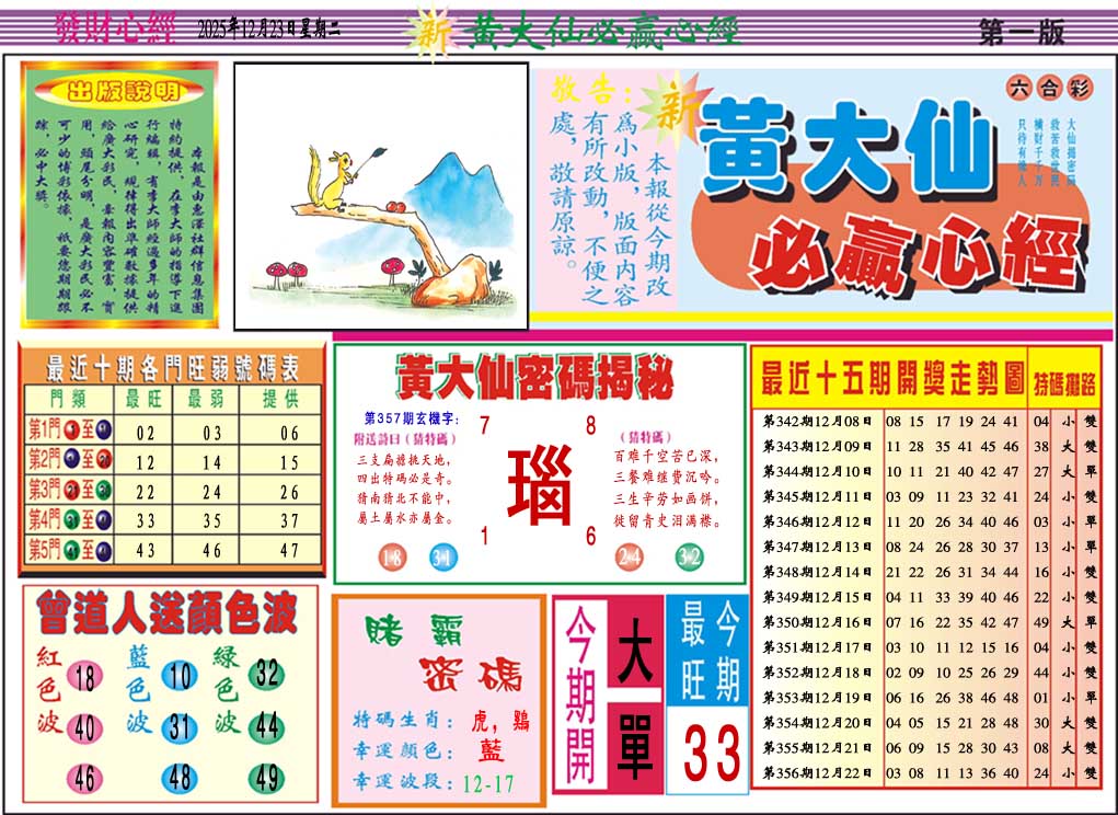 357期黄大仙必赢心经A[图]
