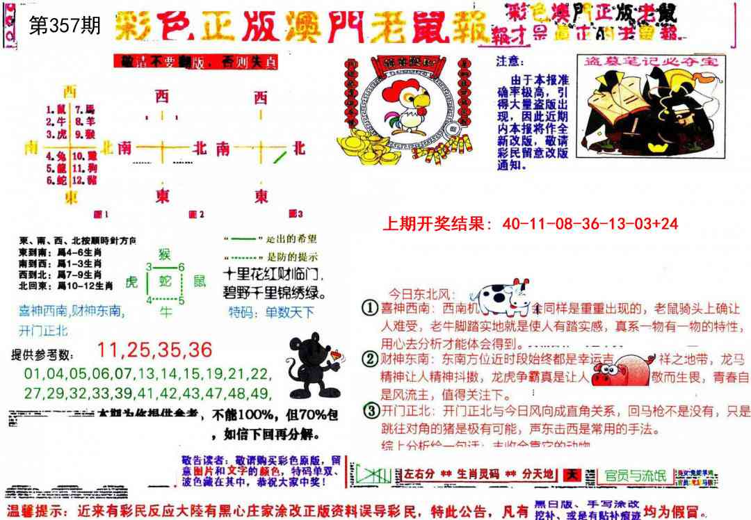 357期彩色正版澳门老鼠报[图]