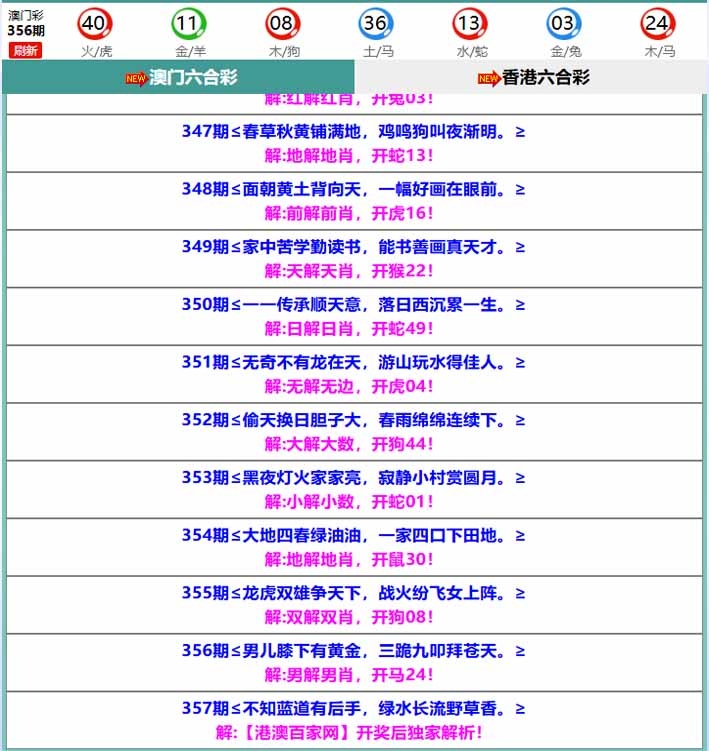 357期百家网玄机[图]